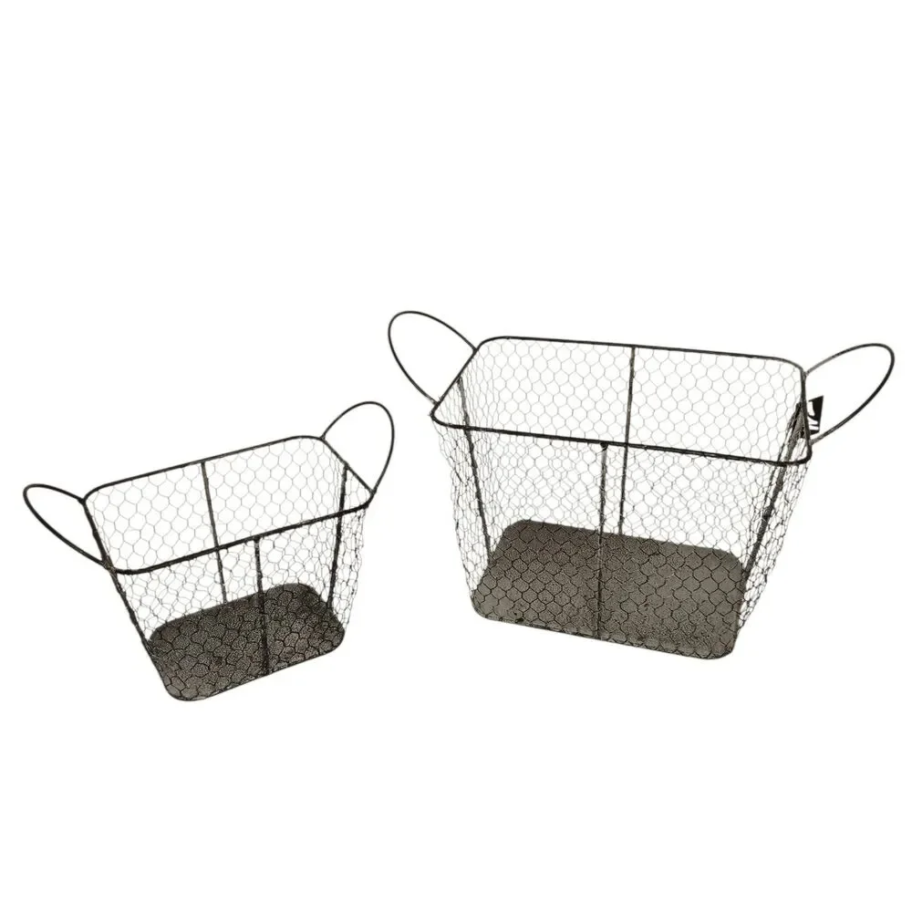 Two New Chicken Wire Baskets Rectangle Farmhouse Country Decor By Melrose Intl.